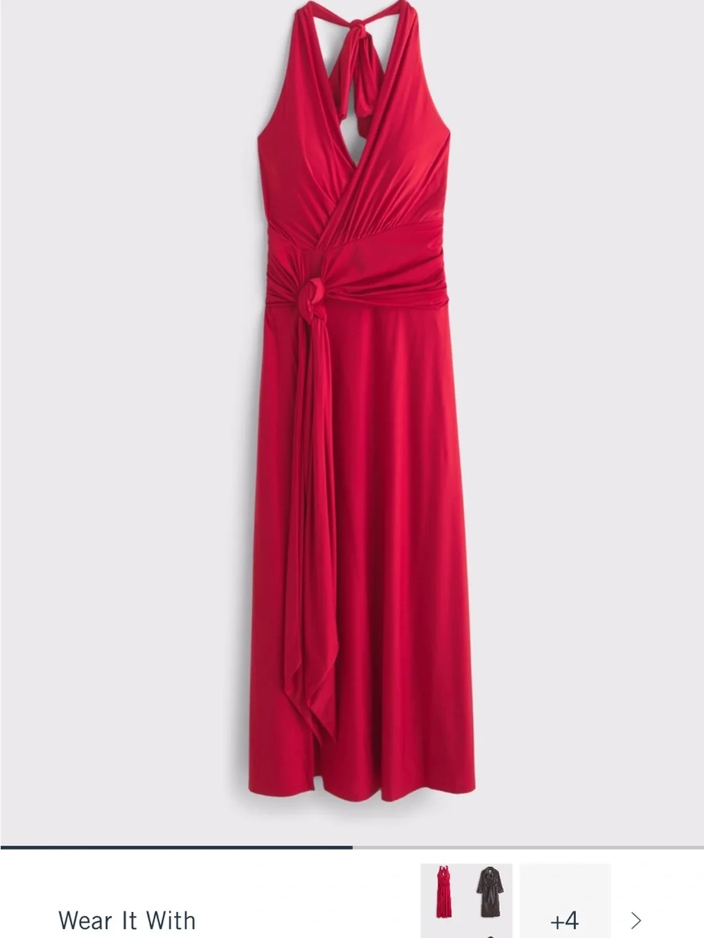 Abercrombie & Fitch Red Wrap Maxi Dress with Side Slit Sz M